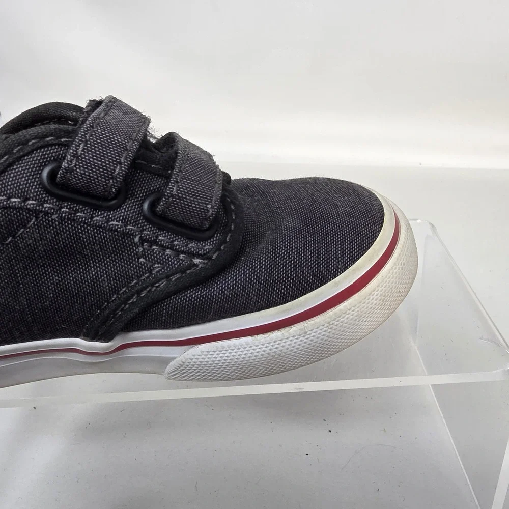 Vans Atwood Sneakers Toddler 8 Black Canvas Hook Loop Strap Good Condition